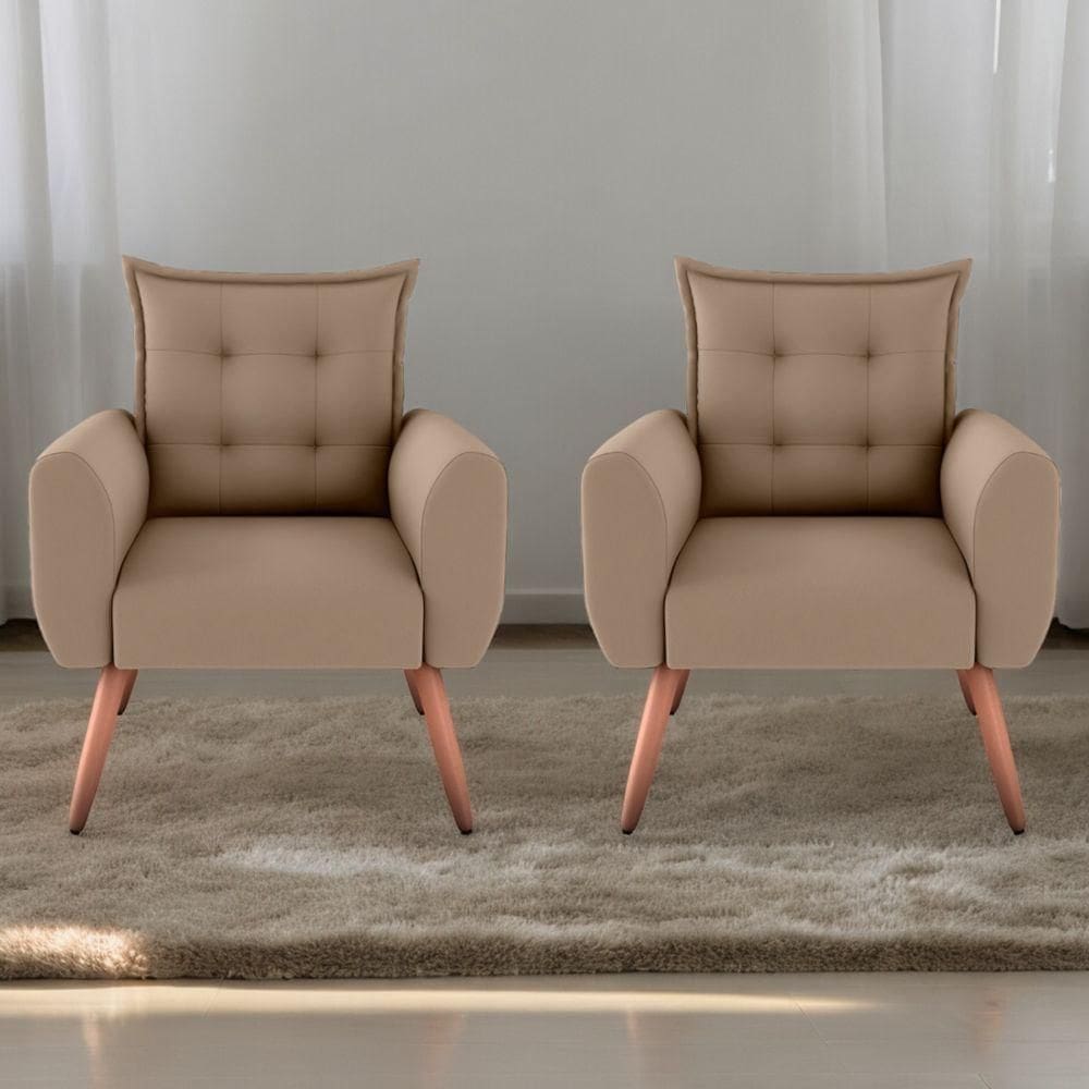 Jogo De Poltronas Decorativas Park Suede Bege