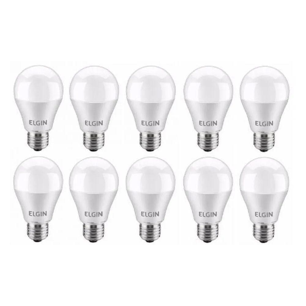 Kit 10 Lâmpada Led Bulbo 9W Elgin Bivolt E27 6.500K