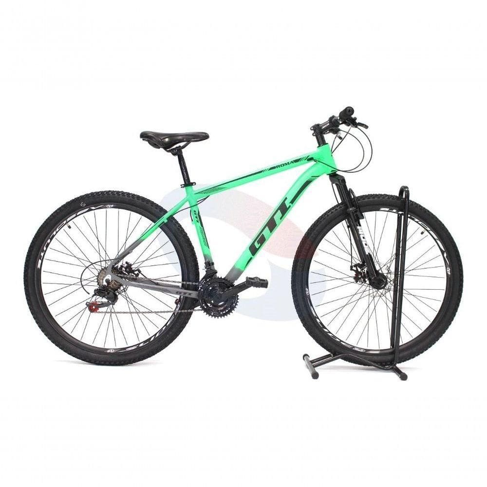Bicicleta Aro 29 Gti Roma Alumínio 21v Freio A Disco Garfo Suspensão - Verde-cinza Tam.17