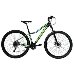 Bicicleta Aro 29 Alfameq Pandora Feminina Alumínio 21v Freio A Disco - Preto-amarelo-verde Tam.17