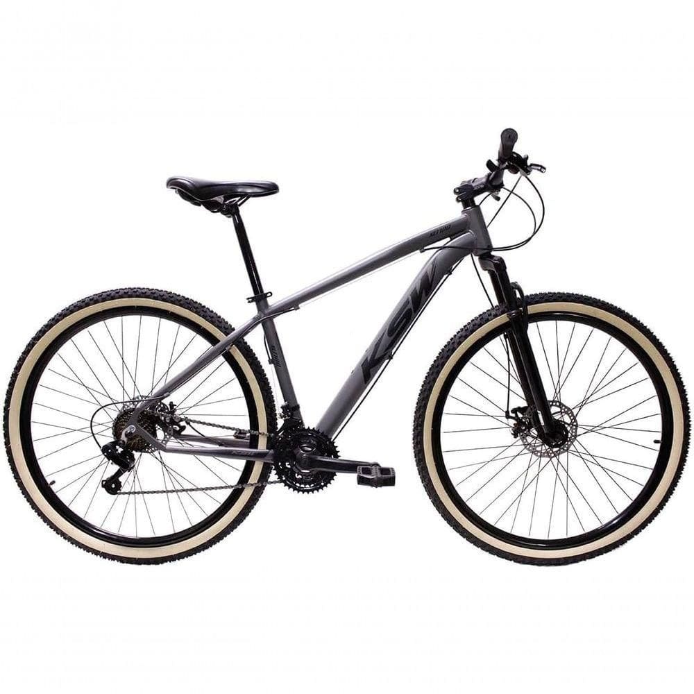 Bicicleta Aro 29 Ksw Xlt Alumínio 27v Freio Disco Mecânico Garfo Suspensão Pneu Faixa - Grafite Tam.15