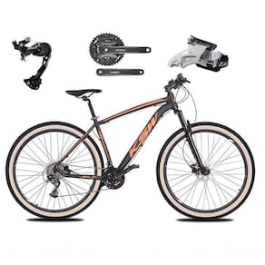 Bicicleta Aro 29 Ksw Xlt Alívio E Altus 27v Freio Hidráulico Garfo Trava Pneu Faixa - Preto-laranja Tam.17