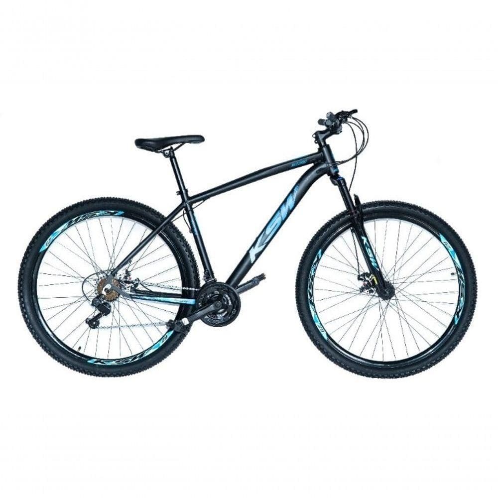 Bicicleta Aro 29 Ksw Xlt Alumínio 27v Freio Disco Mecânico Garfo Suspensão - Preto/azul Tam.15