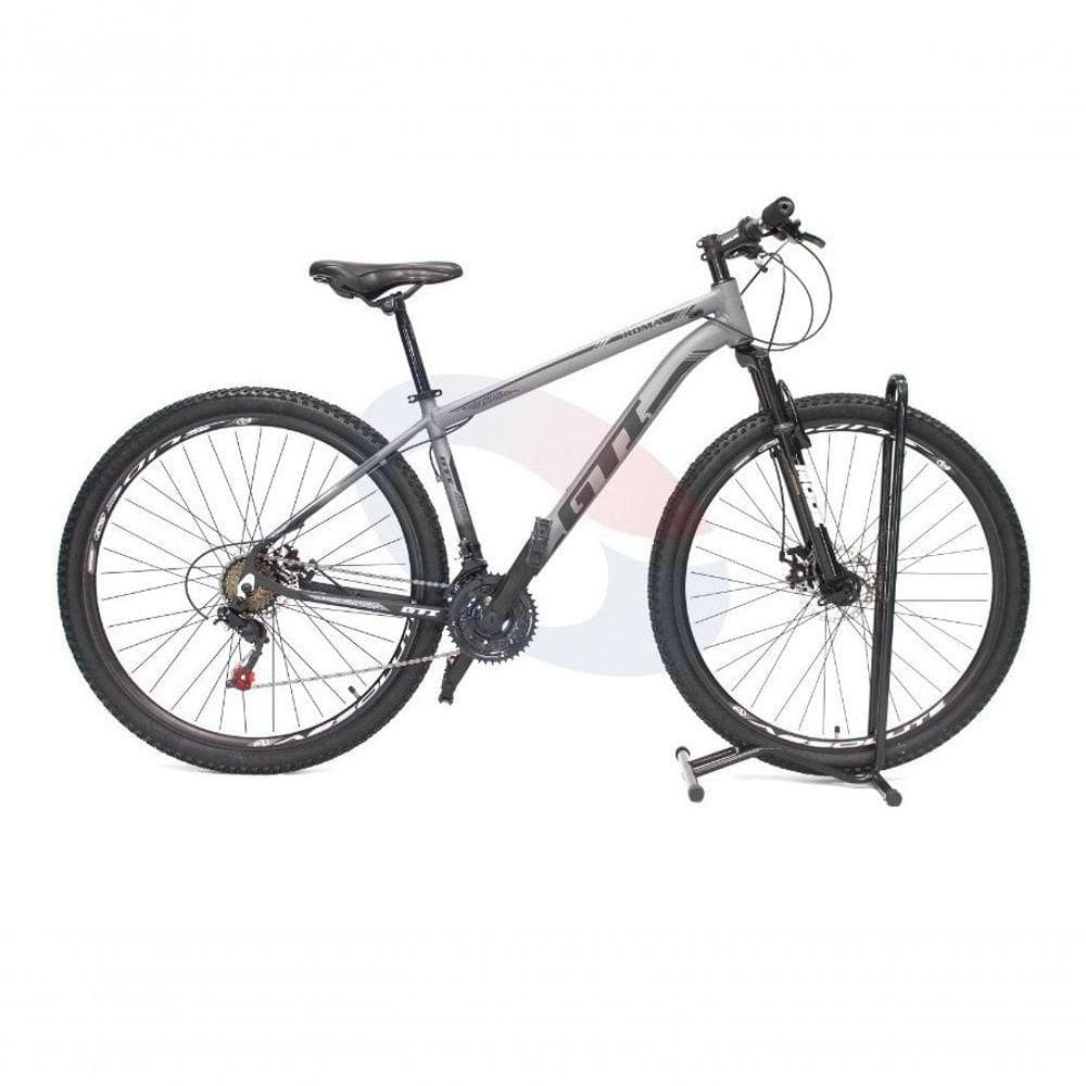 Bicicleta Aro 29 Gti Roma Alumínio 21v Freio A Disco Garfo Suspensão - Cinza-preto Tam.19