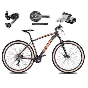 Bicicleta Aro 29 Ksw Xlt Deore E Altus 27v Freio Hidráulico Garfo Trava Pneu Faixa Bege - Preto-laranja Tam.19