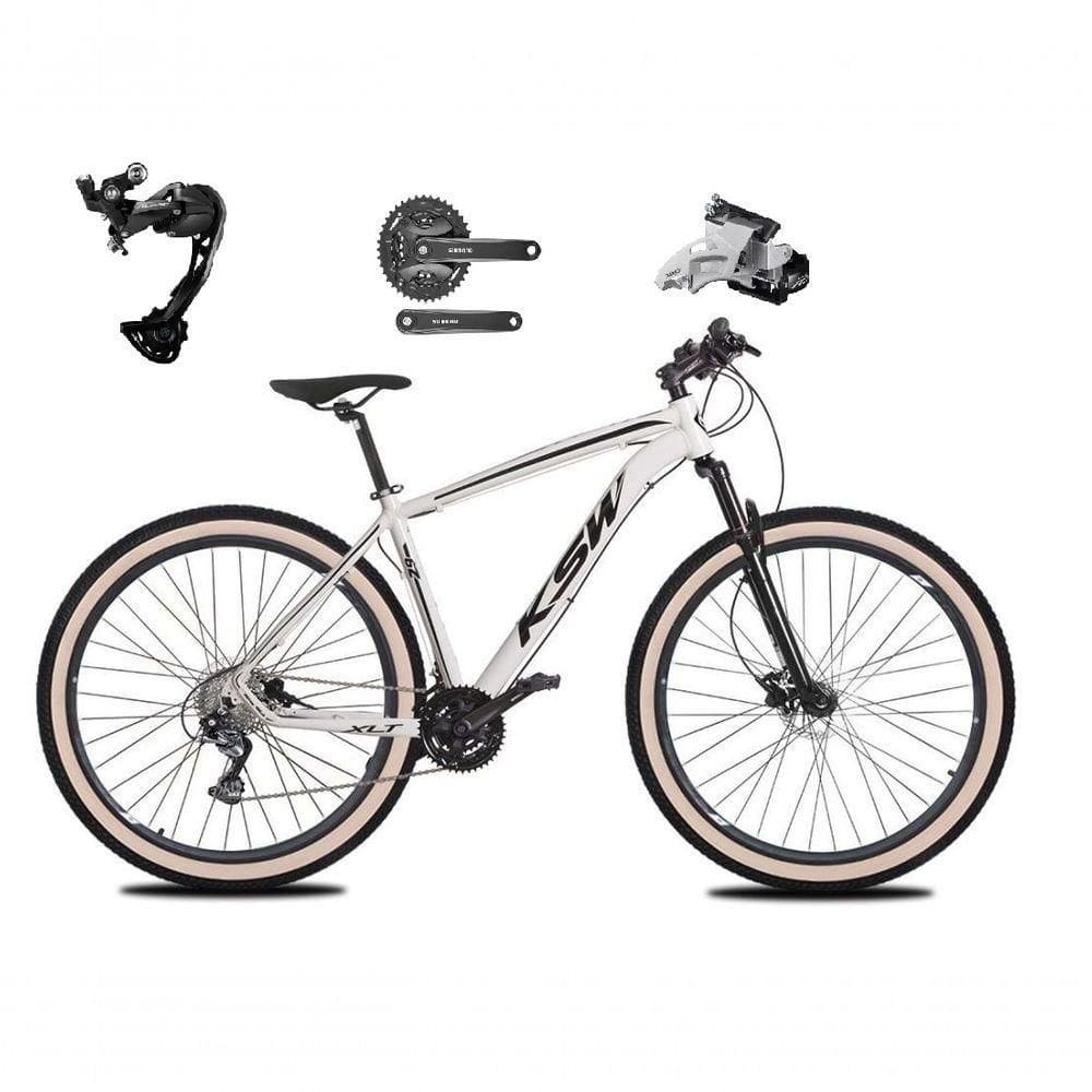 Bicicleta Aro 29 Ksw Xlt Alívio E Altus 27v Freio Hidráulico Garfo Trava Pneu Faixa - Branco Tam.17