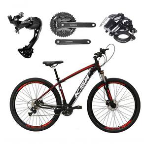 Bicicleta Aro 29 Ksw Xlt Alívio E Altus 27v Freio Hidráulico Garfo Trava - Preto-vermelho-branco Tam.15