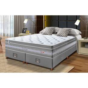 Conjunto Cama Box Queen De Molas Ensacadas Cama Inbox Select Euro Soft 158x198x71 Cinza