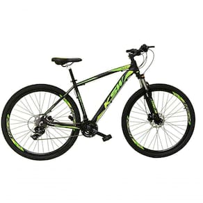 Bicicleta Aro 29 Ksw Xlt Alumínio 24v Câmbios Shimano Garfo Com Trava No Ombro - Preto-verde Tam.21