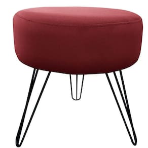 Puff Decorativos Sala Quarto Tunísia Veludo Bordo Base Preta - Star Confort Bordo E Preto