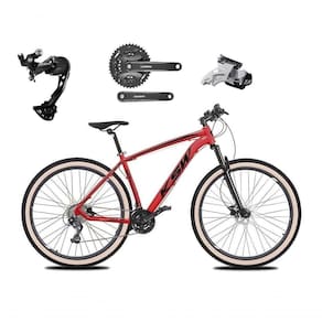 Bicicleta Aro 29 Ksw Xlt Alívio E Altus 27v Freio Hidráulico Garfo Trava Pneu Faixa - Vermelho Tam.21