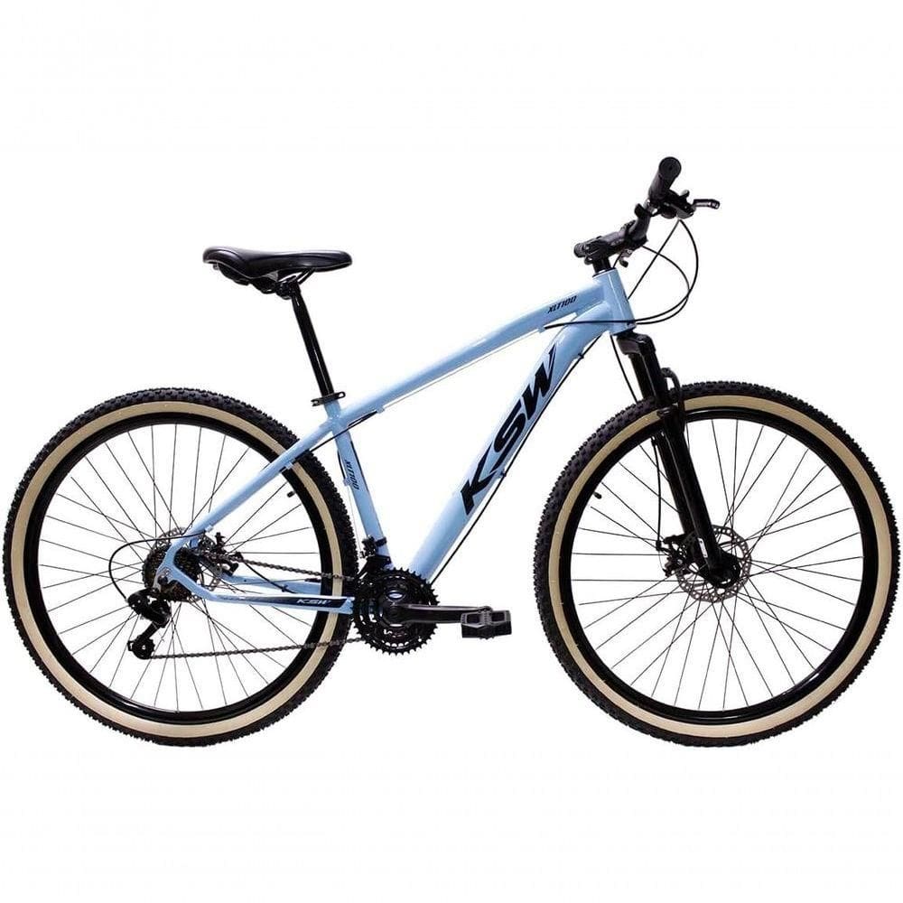 Bicicleta Aro 29 Ksw Xlt Alumínio 27v Freio Disco Mecânico Garfo Suspensão Pneu Faixa - Azul Tam.15