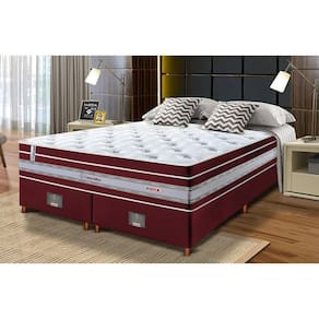 Conjunto Cama Box King De Molas Ensacadas Cama Inbox Select Euro Soft 193x203x71 Vinho