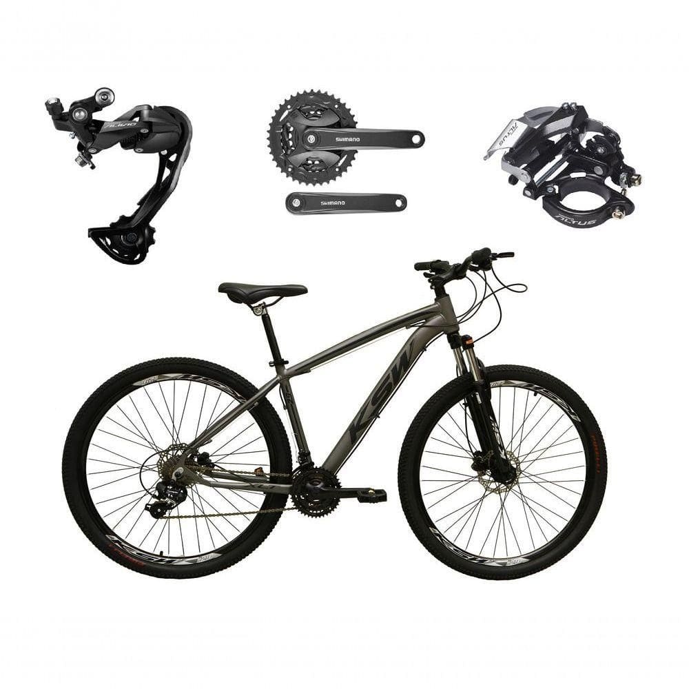 Bicicleta Aro 29 Ksw Xlt Alívio E Altus 27v Freio Hidráulico Garfo Trava - Grafite Tam.17
