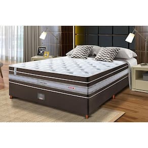 Conjunto Cama Box Casal De Molas Ensacadas Cama Inbox Select Euro Soft 138x188x71 Café