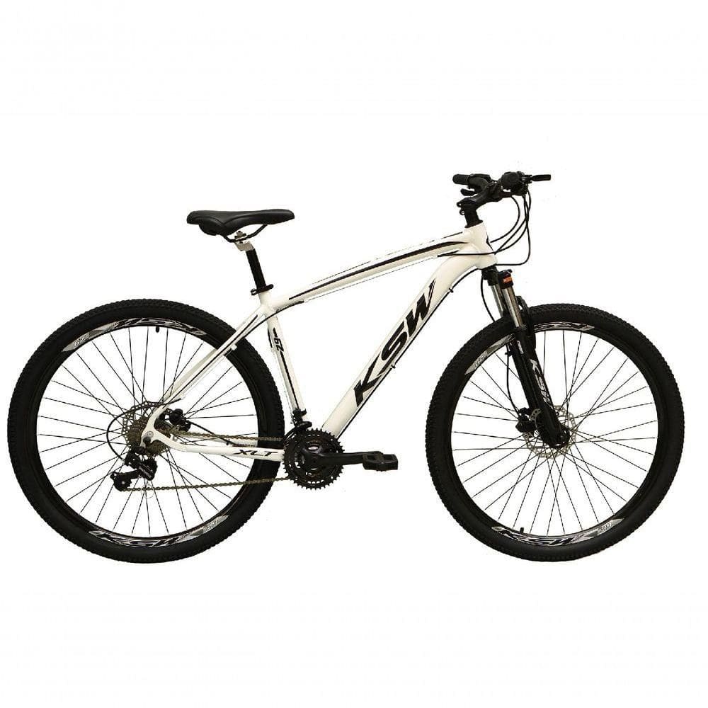 Bicicleta Aro 29 Ksw Xlt Alumínio 24v Câmbios Shimano Garfo Com Trava No Ombro - Branco Tam.15