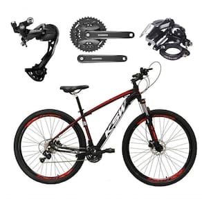 Bicicleta Aro 29 Ksw Xlt Alívio E Altus 27v Freio Hidráulico Garfo Trava - Preto-vermelho-branco Tam.21