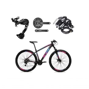 Bicicleta Aro 29 Ksw Xlt Alívio E Altus 27v Freio Hidráulico Garfo Trava - Preto-pink-azul Tam.17