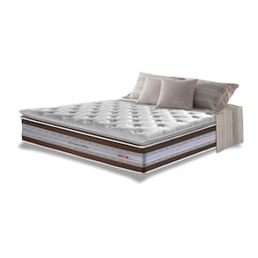 Colchão Casal De Molas Ensacadas D33 Com Pillow Top Cama Inbox Select 138x188x32 Café