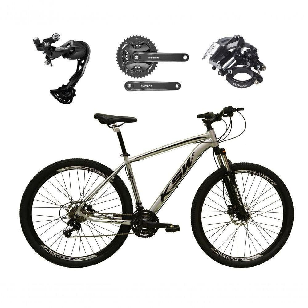 Bicicleta Aro 29 Ksw Xlt Alívio E Altus 27v Freio Hidráulico Garfo Trava - Prata Tam.17