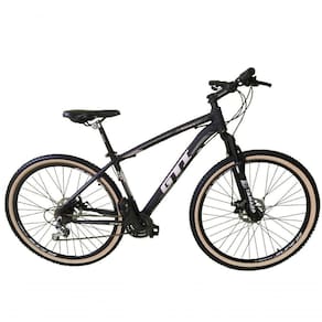 Bicicleta Aro 29 Gti Roma Alumínio 21v Freio A Disco Garfo Suspensão Pneu Faixa Bege - Preto-cinza Tam.17