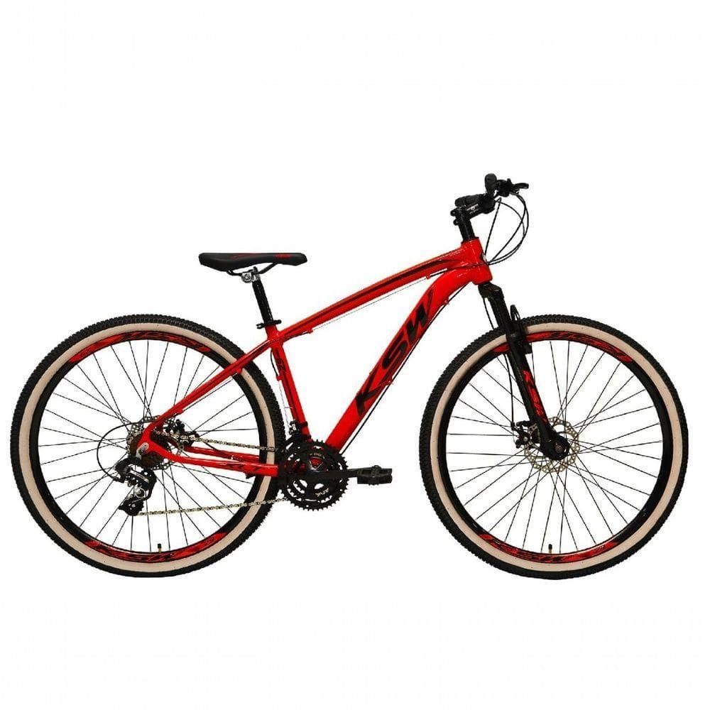 Bicicleta Aro 29 Ksw Xlt Alumínio 27v Freio Disco Mecânico Garfo Suspensão Pneu Faixa - Vermelho Tam.15