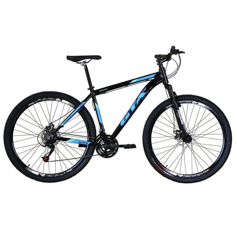 Bicicleta Aro 29 Gta Start Alumínio 27v K7 Freio Disco Mecânico - Preto-azul Tam.15.5