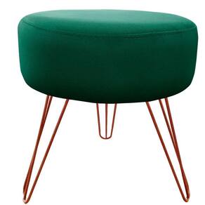 Puff Decorativos Sala Quarto Tunísia Veludo Verde Base Bronze - Star Confort Verde E Bronze