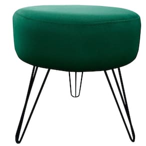 Puff Decorativos Sala Quarto Tunísia Veludo Verde Base Preta - Star Confort Verde E Preto