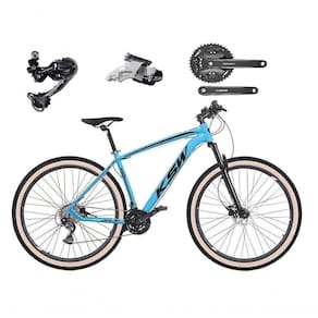 Bicicleta Aro 29 Ksw Xlt Deore E Altus 27v Freio Hidráulico Garfo Trava Pneu Faixa Bege - Azul Tam.21