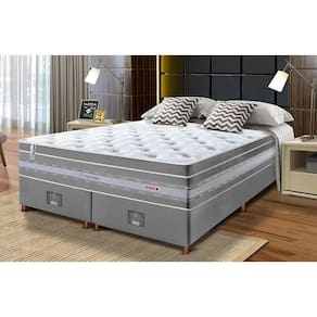 Conjunto Cama Box King De Molas Ensacadas Cama Inbox Select Euro Soft 193x203x71 Cinza