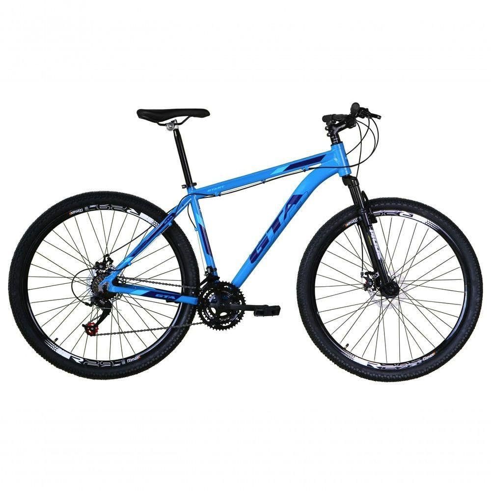 Bicicleta Aro 29 Gta Start Alumínio 27v K7 Freio Disco Mecânico Garfo Suspensão - Azul Tam.15.5