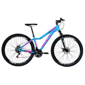 Bicicleta Aro 29 Gta Start Alumínio 27v K7 Freio Disco Mecânico - Azul-rosa Tam.15.5