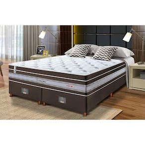 Conjunto Cama Box Queen De Molas Ensacadas Cama Inbox Select Euro Soft 158x198x71 Café