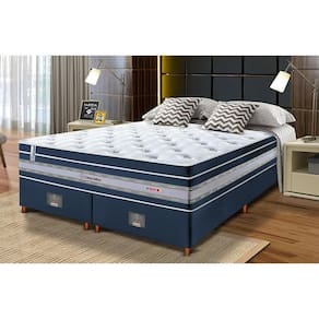 Conjunto Cama Box King De Molas Ensacadas Cama Inbox Select Euro Soft 193x203x71 Azul