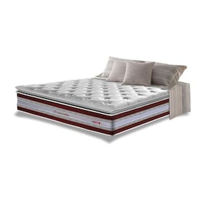 Colchão King De Molas Ensacadas D33 Com Pillow Top Cama Inbox Select 193x203x32 Vinho