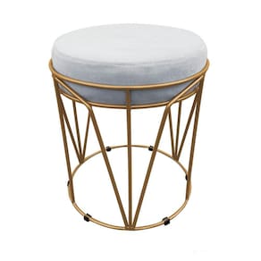 Puff Multiuso Com Mesa 2 Em 1 Suede Base Dourado Cinza