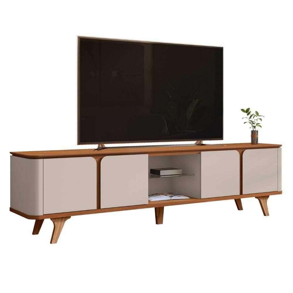 Rack Curvado Para Tvs De 60&quot; Welch Cedro Off White