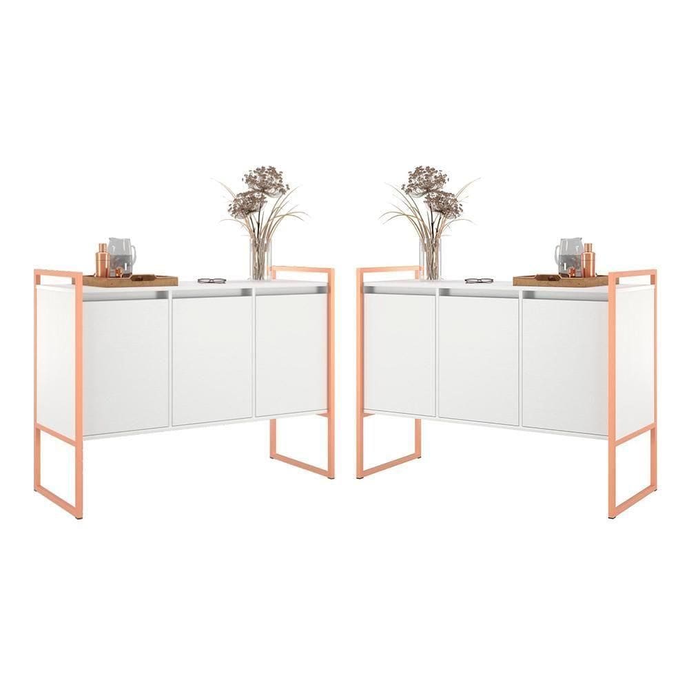 Aparador Estilo Industrial Buffet Com 3 Portas 2 Unidades