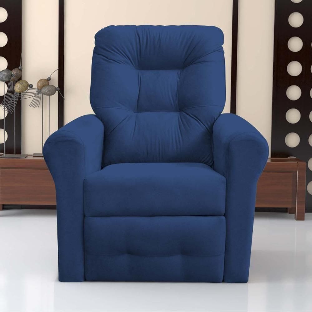 Poltrona Para Descanso Reclinável Lima Suede Azul