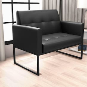 Poltrona Decorativa 2 Lugares Araçu Sintetico Preto