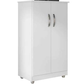 Armário Multiuso Rosa 2 Portas 3 Prateleiras Branco