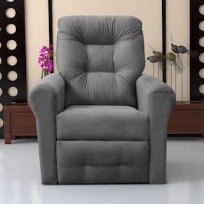 Poltrona Reclinável Para Descanso Thalia Suede Cinza