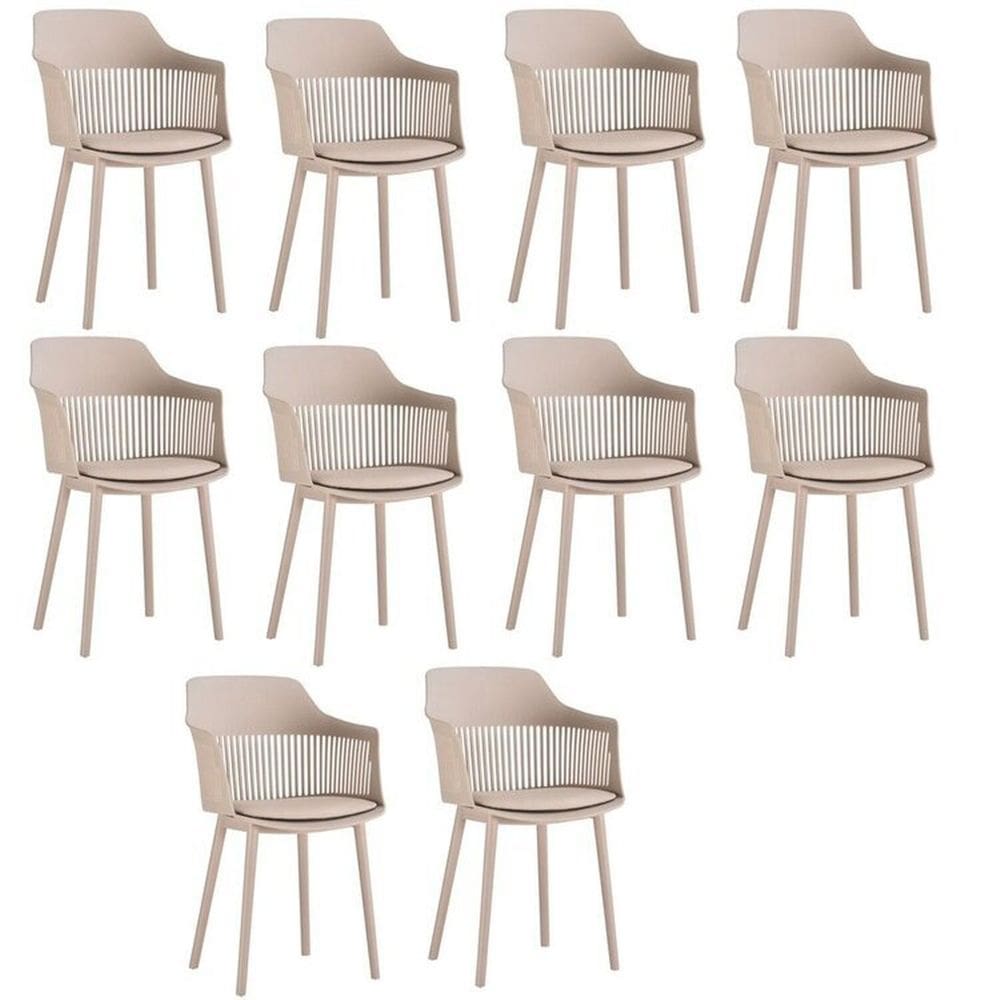 Kit com 10 Cadeiras para Sala de Jantar Marcela Nude