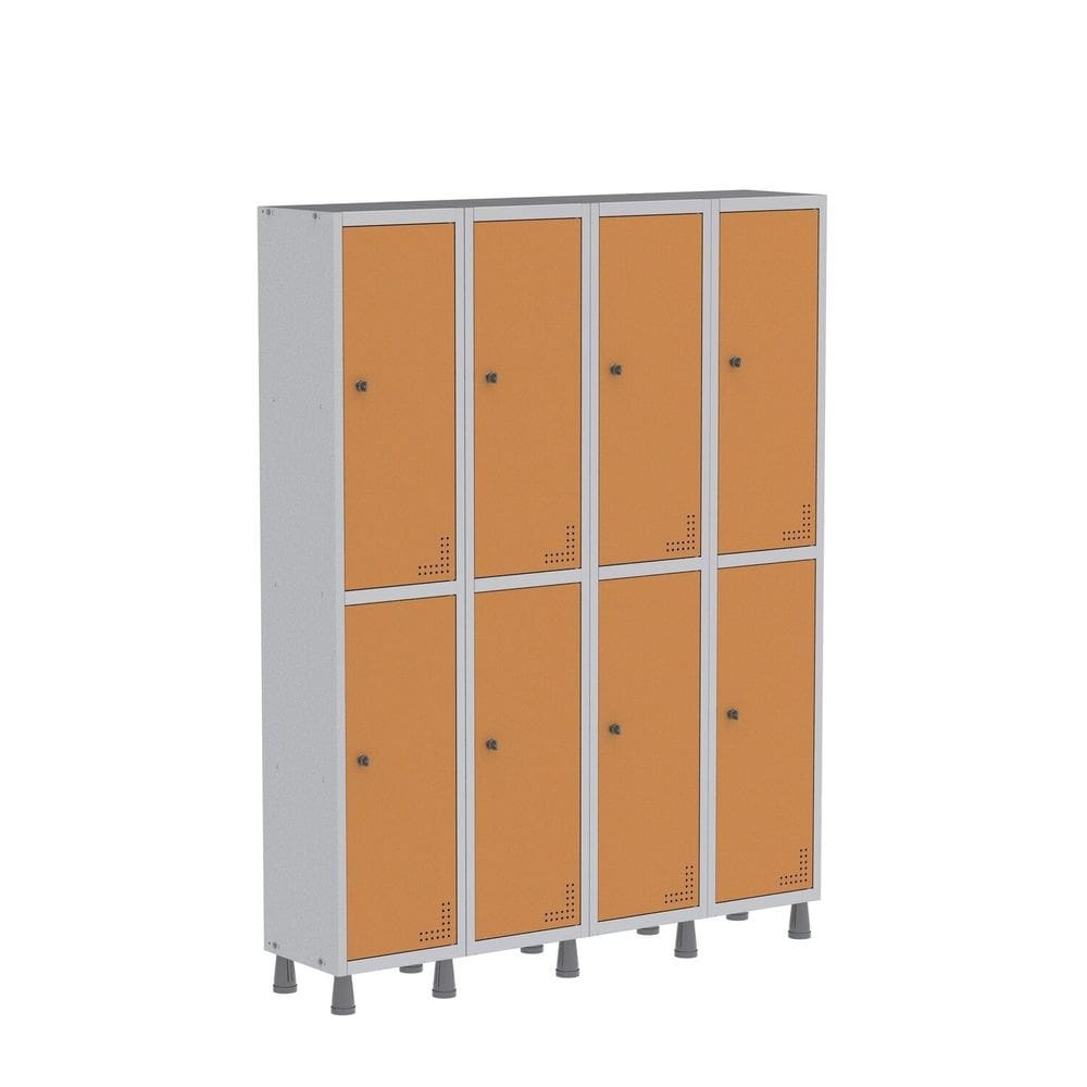 Roupeiro Aco Light 4v 08 Portas Gr304/8 Cinza/Laranja Picasso