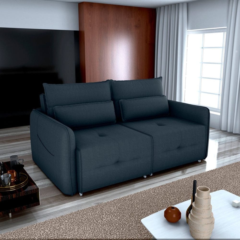 Sofá Cama 3 Lugares Celine para Sala de Estar Cinza