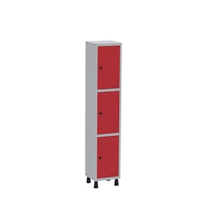 Roupeiro Aço Light 1v 03 Portas Gr301/3 Cinza/Vermelho