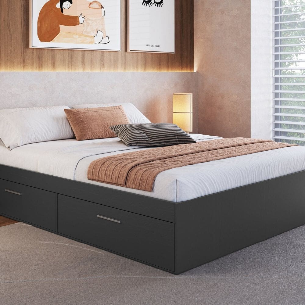 Cama Casal Queen com 4 Portas 160 Tókio Grafite