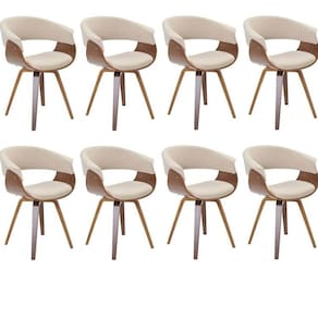 Conjunto com 8 Caderias para Sala de Jantar Betina Creme