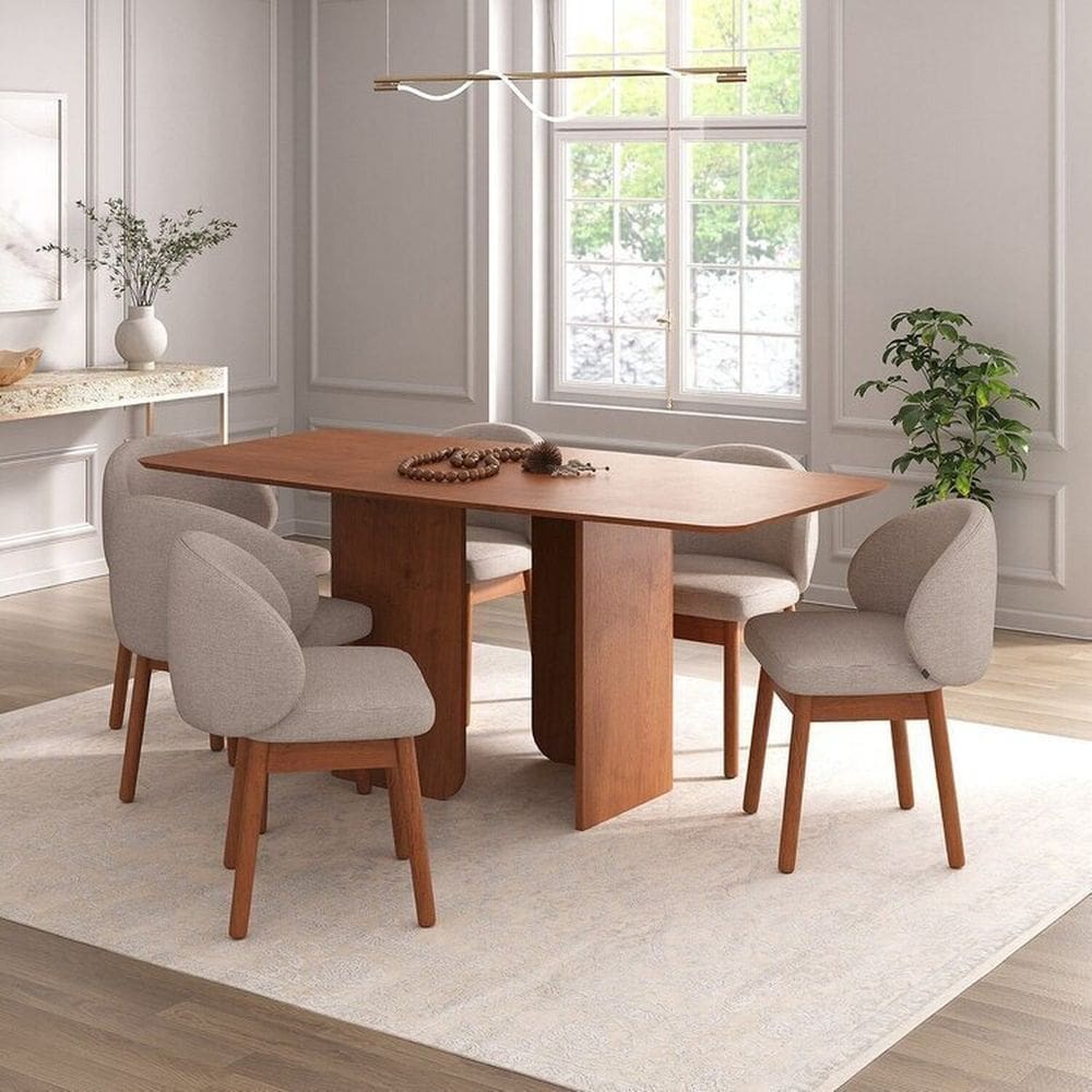 Kit Mesa de Jantar Boreal 180cm e 4 Cadeiras Jambu Cabecasa Madeiramadeira Cinamomo